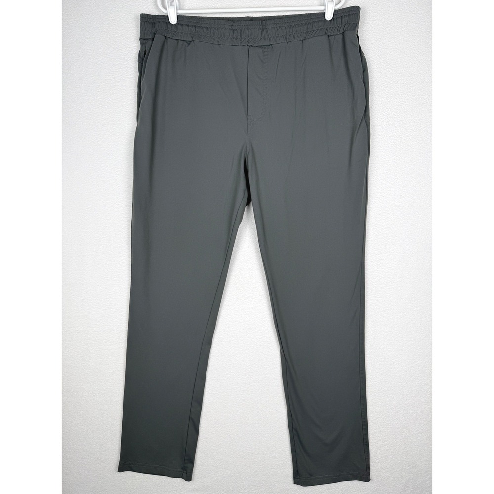 Stoic Performance Pants Mens 38x32 Gray Elastic Waist Drawstring Zipper Pockets